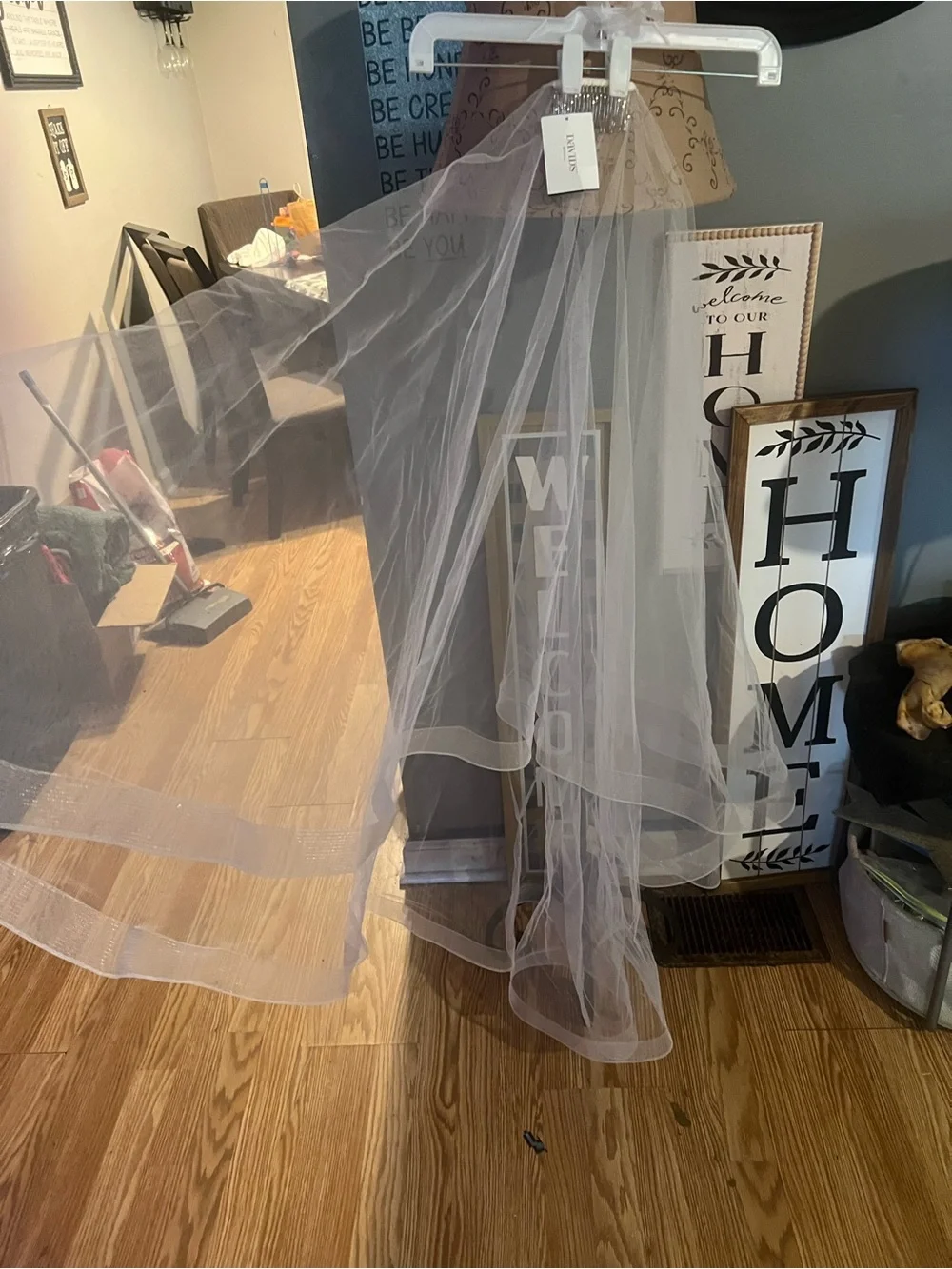 David's Bridal White Bridal Veil with Layered Hem